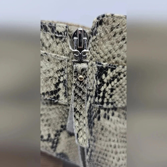 Sam Edelman Women's Leonia Block Heel Leather Snake Print Booties Size 6 - Picture 6 of 16